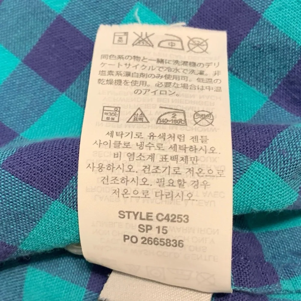 J. Crew Caribbean Blue Gingham Popover Shirt - Picture 8 of 9